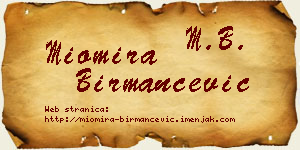 Miomira Birmančević vizit kartica